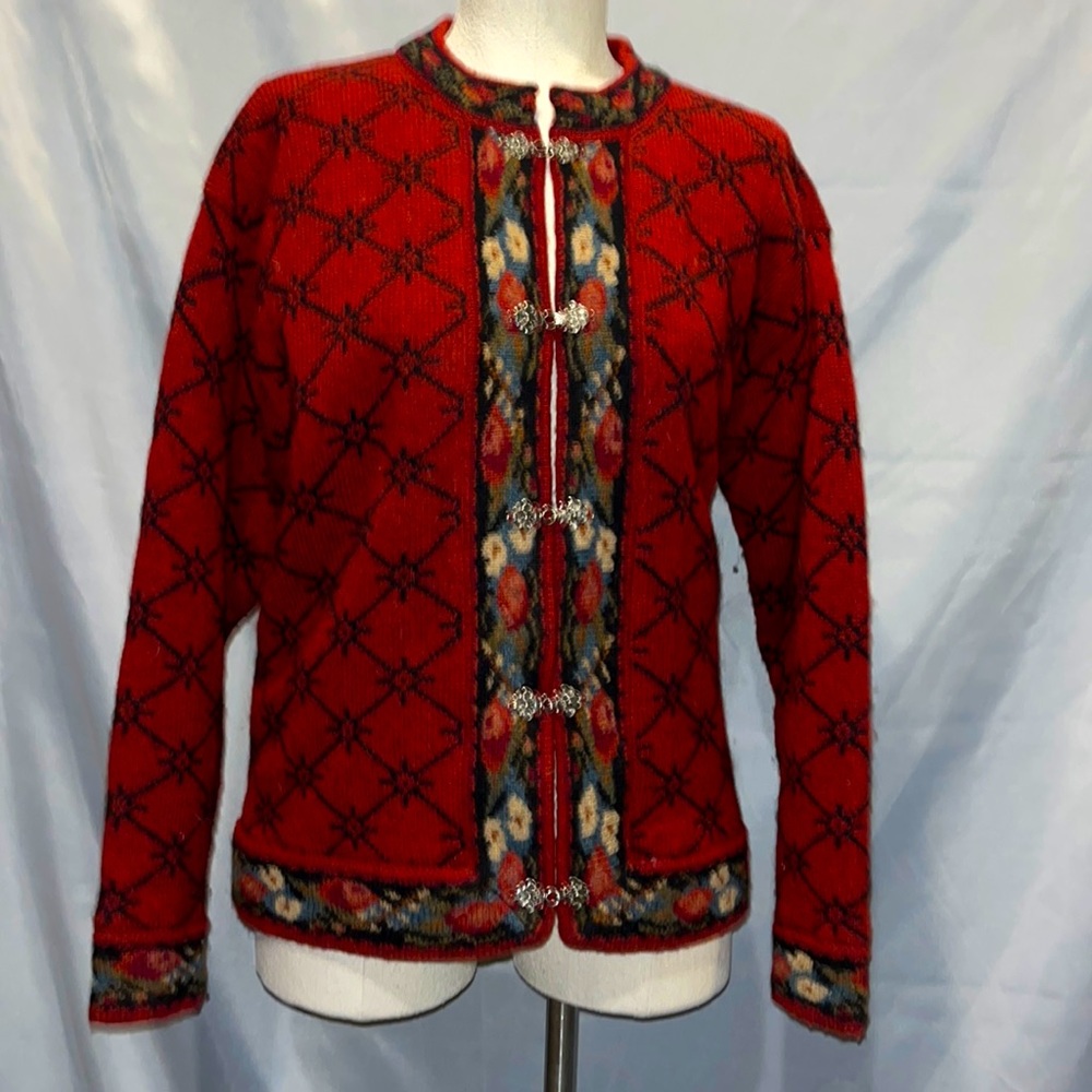 icelandic red wool sweater coat